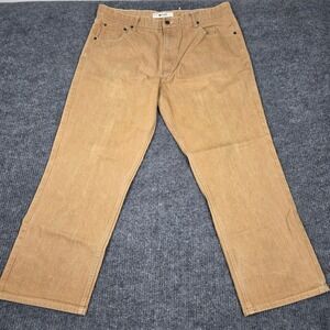 PJ Mark Mens Straight Leg Pants Tan Brown Workwear Cotton Blend W42 L32